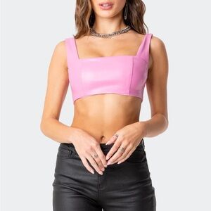 Edikted Midnight Faux Leather Top